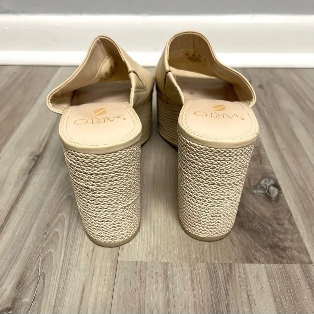 Sarto by Franco Sarto Sandals Women's 8.5 Coco‎ Leather Slip-On Platform Heels